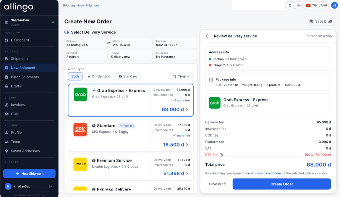 Allingo dashboard guide, figure 4