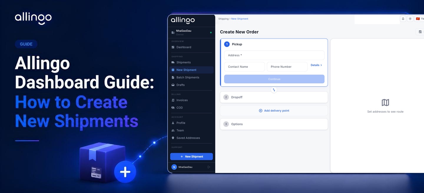 Allingo dashboard guide: how to create new shipments